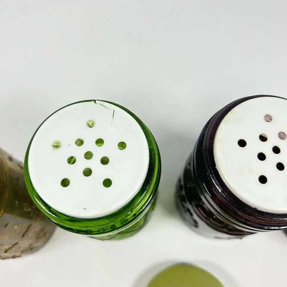 Lot of 4 Vintage 1970s Wheaton Glass 4” Rainbow Spice Shaker Jars